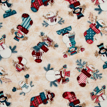 Gifts of Gratitude - Snowmen Toss Tan Yardage
