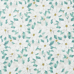 Sweet Christmas Memories - Poinsettia Winter White Multi Digitally Printed Yardage