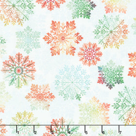 Sweet Christmas Memories - Snowflake Toss Ice Blue Digitally Printed Yardage