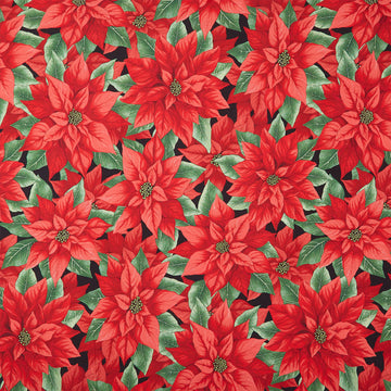 Poinsettia Splendor - Poinsettia Black Red Multi 108" Wide Backing