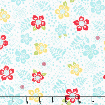 Jubilee - Fun Flower Multi Blue Yardage