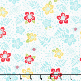 Jubilee - Fun Flower Multi Blue Yardage