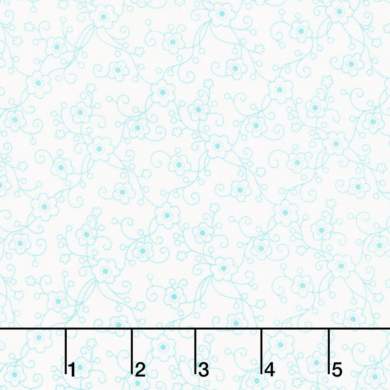 Jubilee - Linear Floral White Blue Yardage