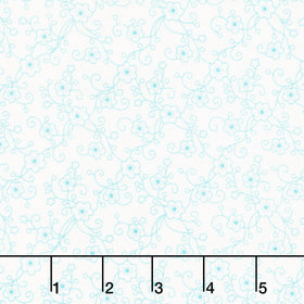 Jubilee - Linear Floral White Blue Yardage