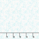 Jubilee - Linear Floral White Blue Yardage