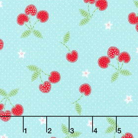 Jubilee - All Over Cherries Blue Yardage