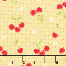 Jubilee - All Over Cherries Yellow Yardage