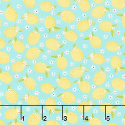 Jubilee - Medium Lemons Blue Yardage