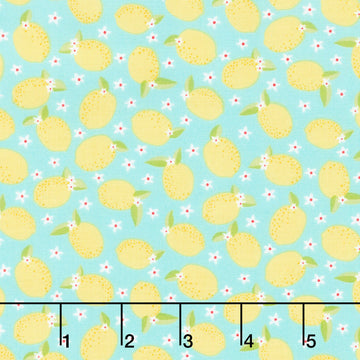 Jubilee - Medium Lemons Blue Yardage