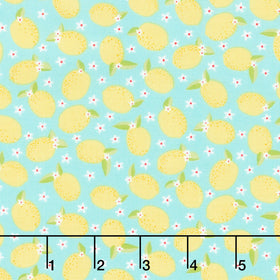 Jubilee - Medium Lemons Blue Yardage