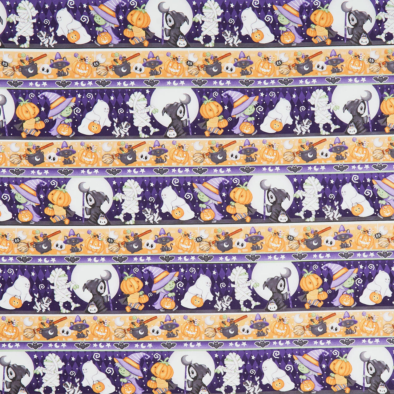 Moonlight Mischief - Novelty Stripe Glow in the Dark Multi Yardage