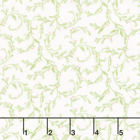 Bloomscape - Vine White Green Yardage