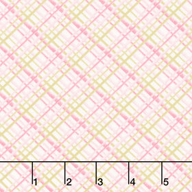 Bloomscape - Diagonal Plaid Pink Green Yardage