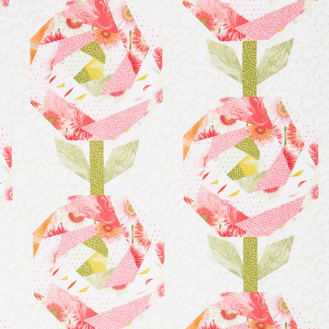 Bloomscape - Flower Cheater Quilt Pink Multi Yardage