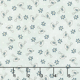 Friendship Garden - Little Birds Light Blue Yardage
