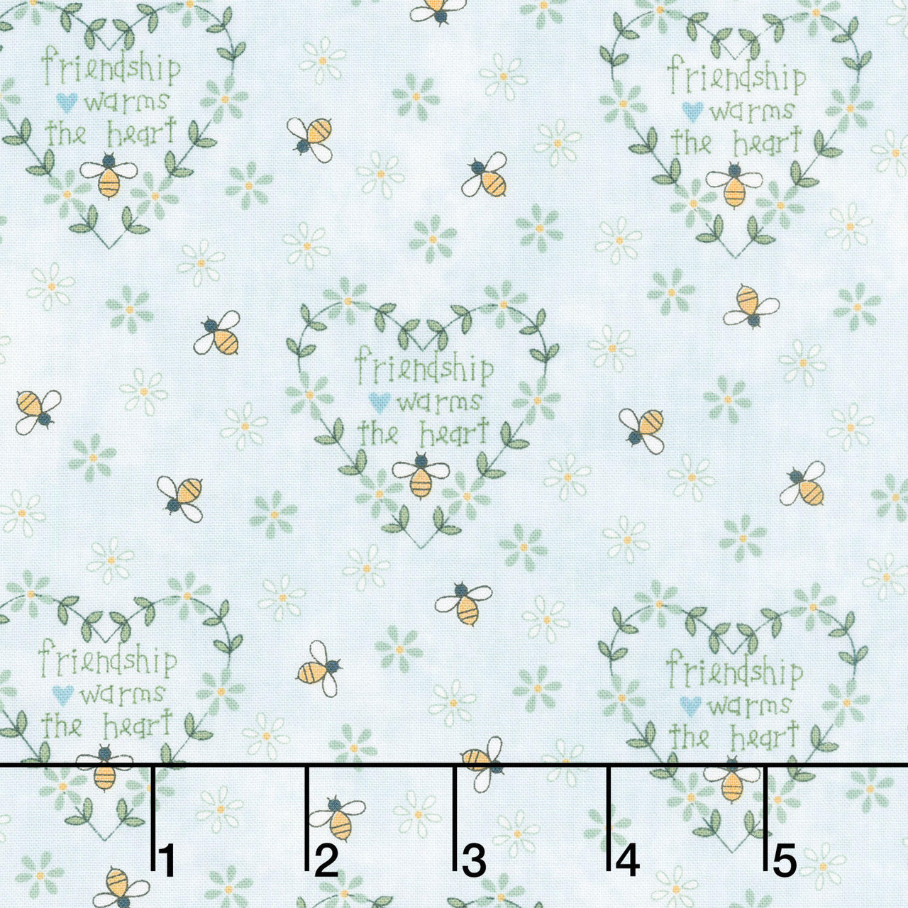 Friendship Garden - Friendship Hearts Light Blue Yardage