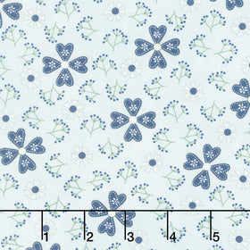 Friendship Garden - Pinwheel Flowers Light Blue Yardage