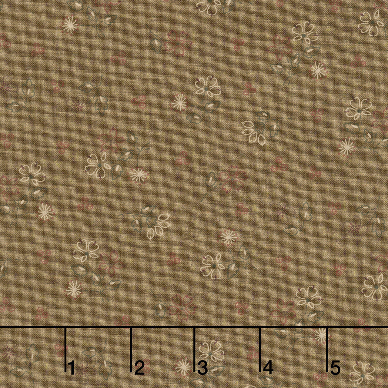 Hearth and Home - Stitched Floral Brown Yardage