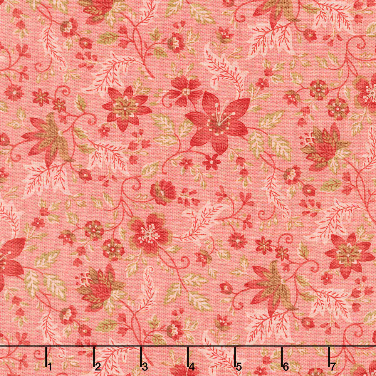 Hearth and Home - Folk Flower Vine Pink Yardage