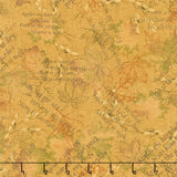 Bountiful Blessings - Mixed Media Leaves Gold Yardage