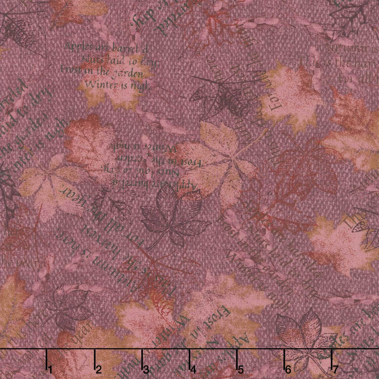 Bountiful Blessings - Mixed Media Leaves Purple Yardage