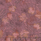 Bountiful Blessings - Mixed Media Leaves Purple Yardage
