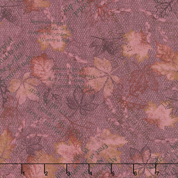 Bountiful Blessings - Mixed Media Leaves Purple Yardage