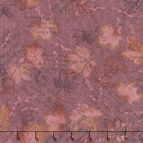 Bountiful Blessings - Mixed Media Leaves Purple Yardage