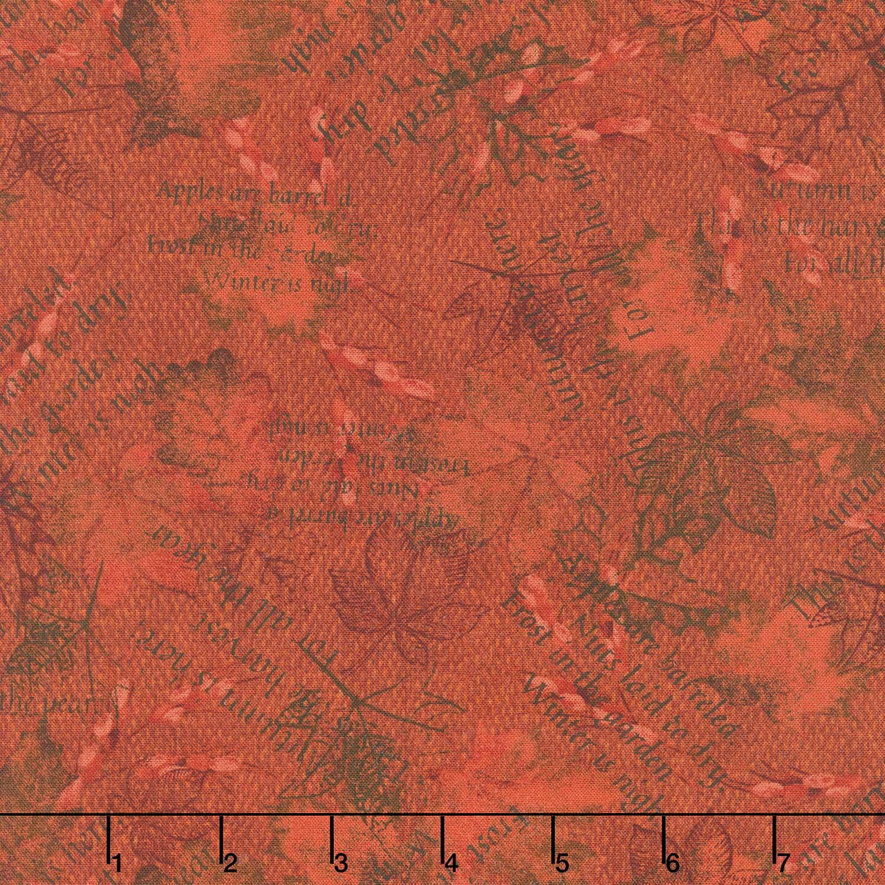 Bountiful Blessings - Mixed Media Leaves Red Yardage