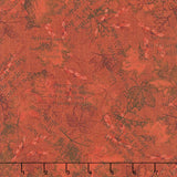 Bountiful Blessings - Mixed Media Leaves Red Yardage