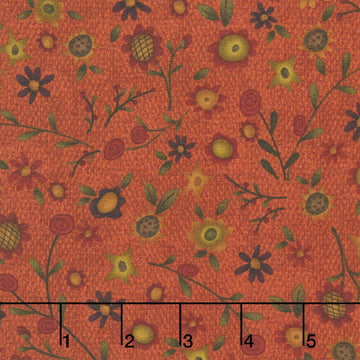Bountiful Blessings - Autumn Flower Toss Dark Red Yardage