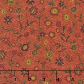 Bountiful Blessings - Autumn Flower Toss Dark Red Yardage