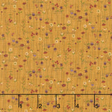 Bountiful Blessings - Stick Flowers Gold Yardage