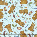 Happy Campers - Bears and Bobbers Light Blue Brown Yardage