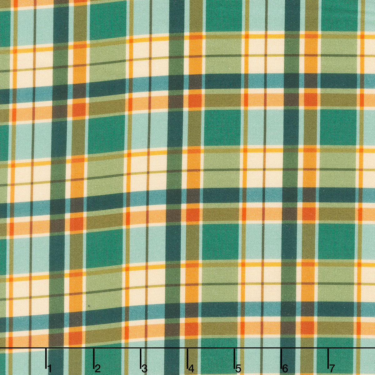 Happy Campers - Plaid Teal Multi Yardage