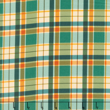 Happy Campers - Plaid Teal Multi Yardage