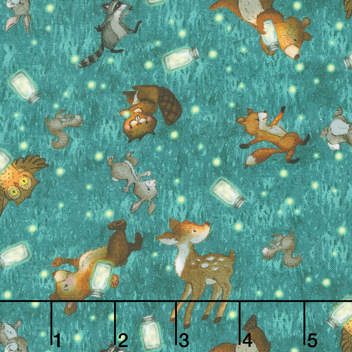 Happy Campers - Friends and Fireflies Dark Teal Yardage