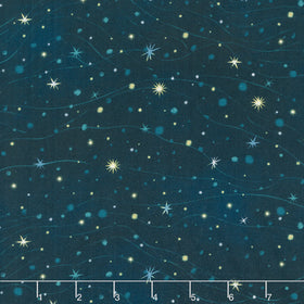 Magical Winter Woodlands - Starry Skies Texture Indigo Multi Yardage