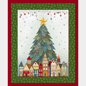 Nordic Holiday Village - Tree Ice Blue Multi Panel
