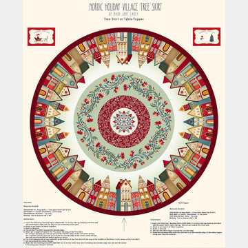 Nordic Holiday Village - Tree Skirt Sage Multi Panel