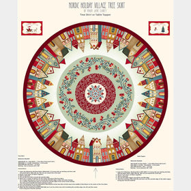Nordic Holiday Village - Tree Skirt Sage Multi Panel