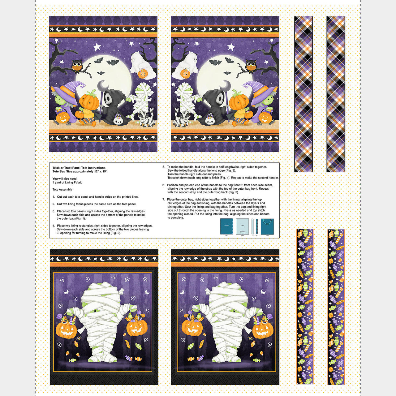 Moonlight Mischief - Trick or Treat Bag Glow in the Dark Multi Panel