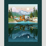 Happy Campers - Happy Animal Campers Dark Teal Green Panel