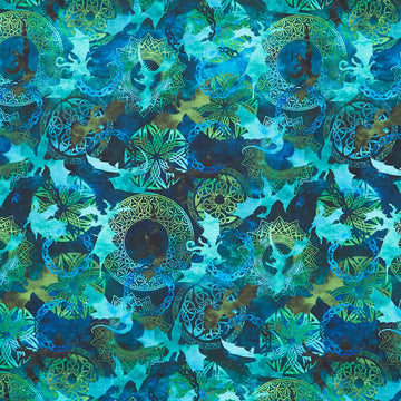 Dragons - Emerald Reign Flying Dragons Emerald Yardage