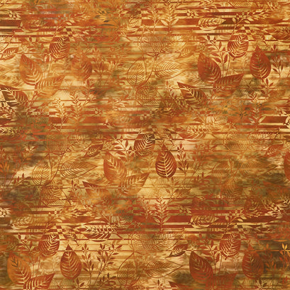 Fall Leaves - Leaf Stripe Gold Yardage