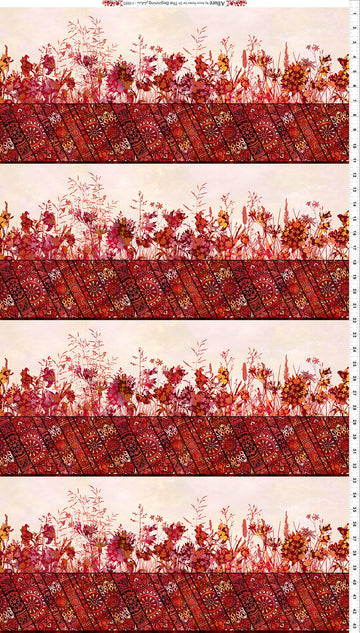 Allure - Border Stripe Red Yardage