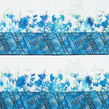 Allure - Border Stripe Blue Yardage