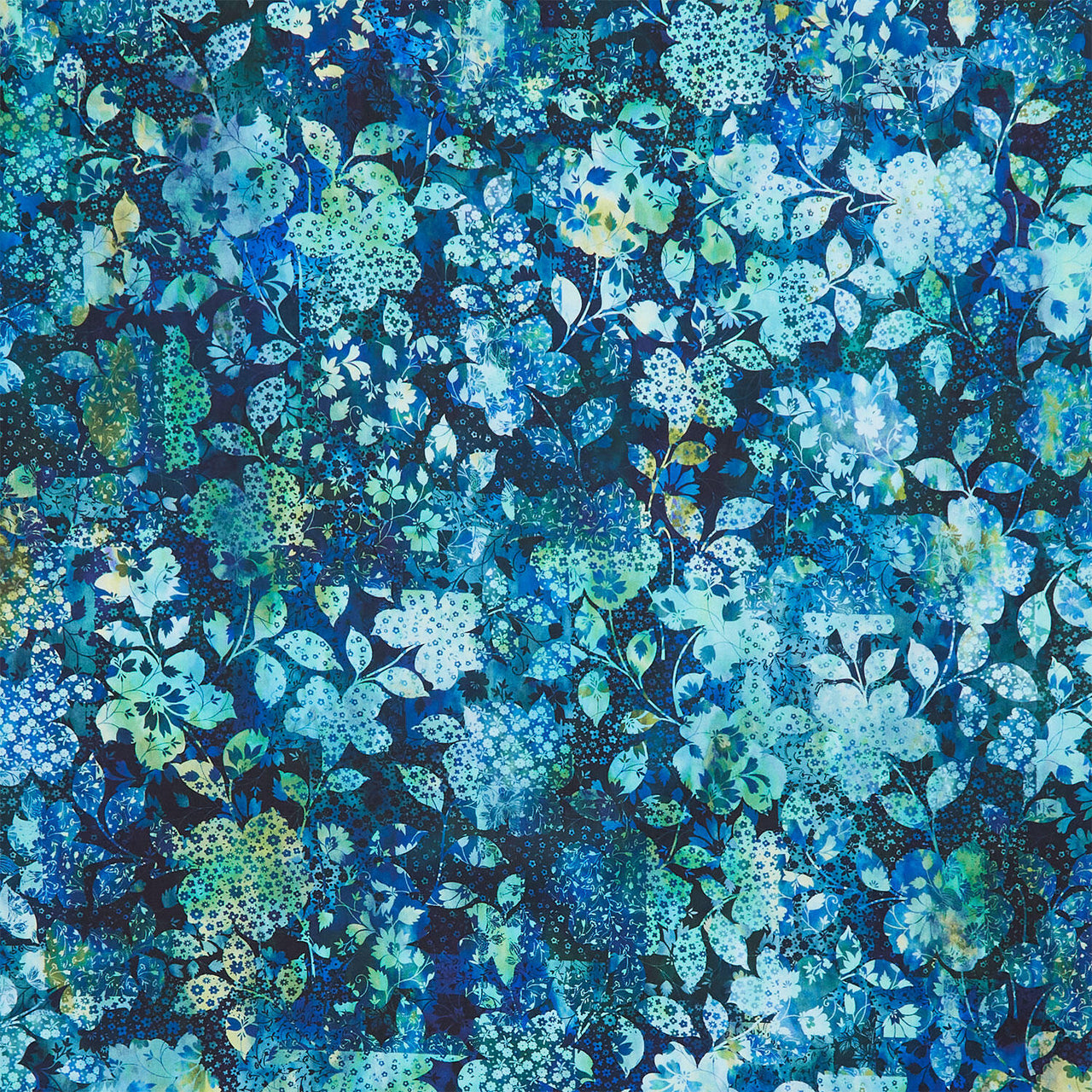 Allure - Patchwork Floral Blue Yardage