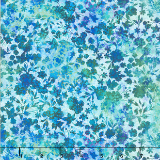 Allure - Flower Vines Blue Yardage