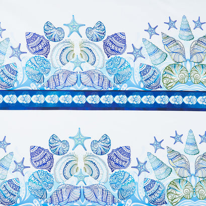 Wonders Of The Ocean - Border Stripe Blue Yardage